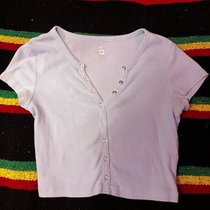 Baby blue button crop top